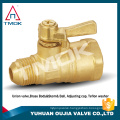 Brass color blue handle ball valve with rotate 90 degrees on YU HUAN OUJIA